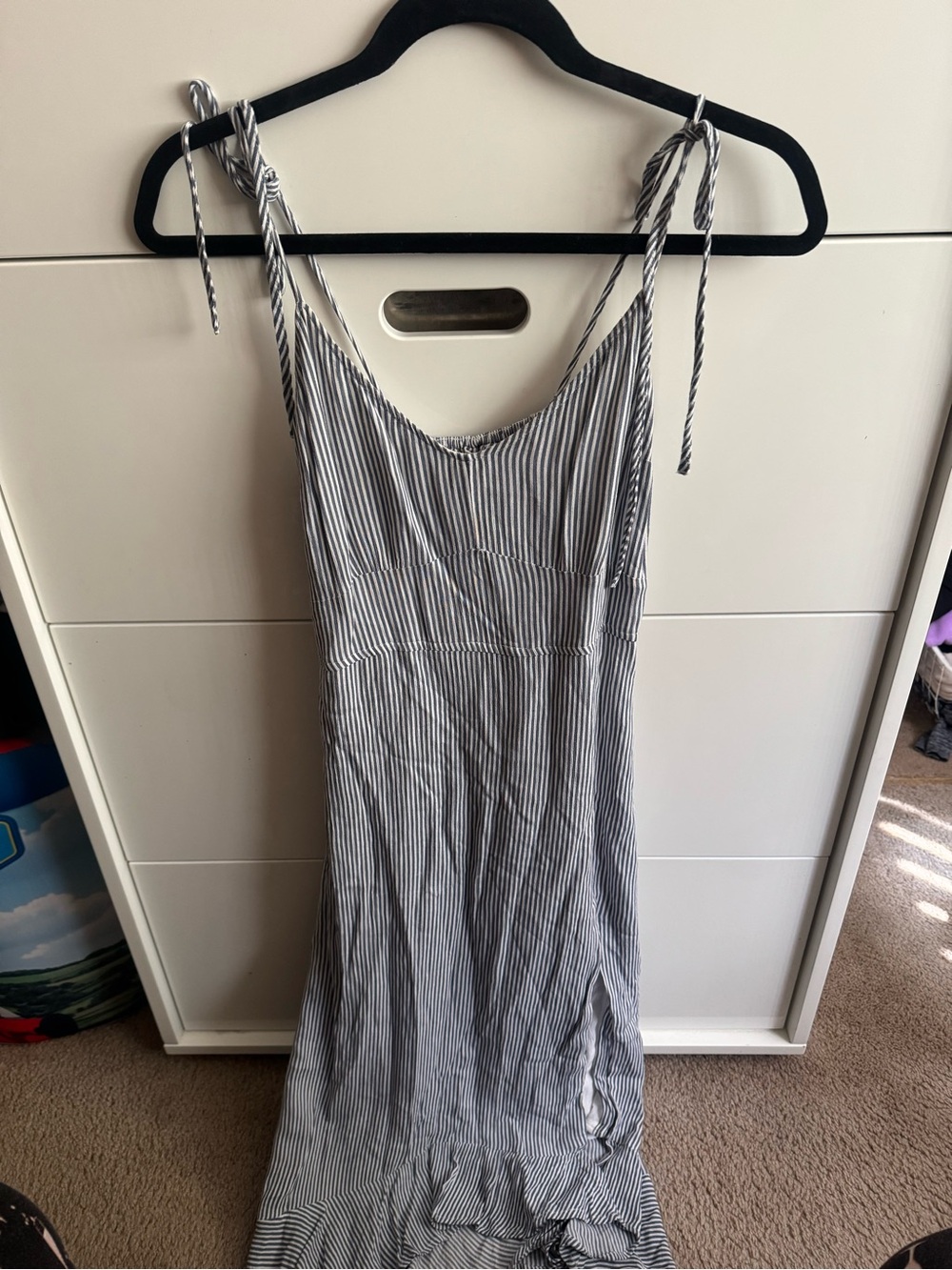 Abercrombie and Fitch Striped Tie-Shoulder Maxi Dress